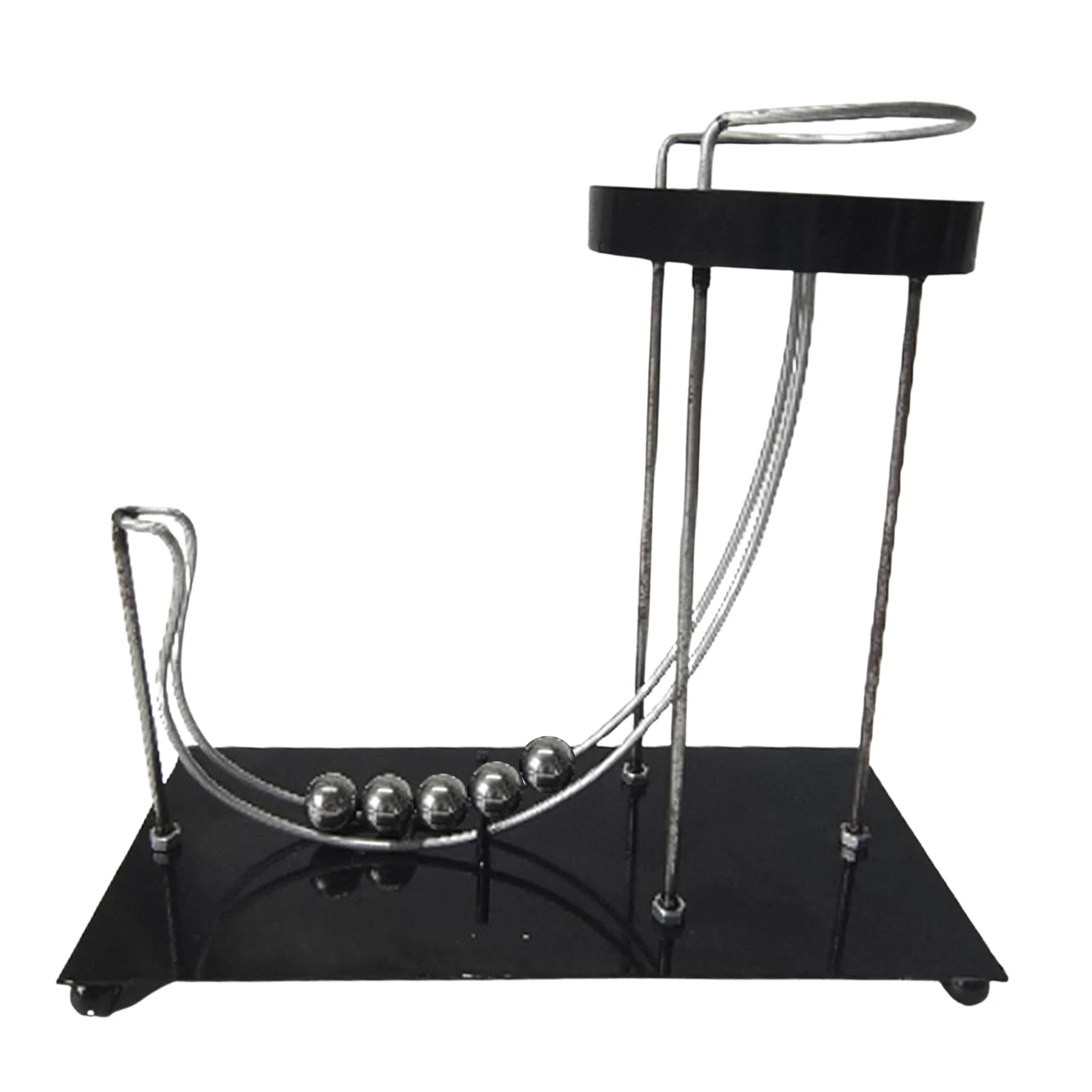 Wood Perpetual Motion Machine Black Iron Desktop Perpetual Rolling Balls Marble Toy Ornament Kinetic Art Newtons Cradle Balance