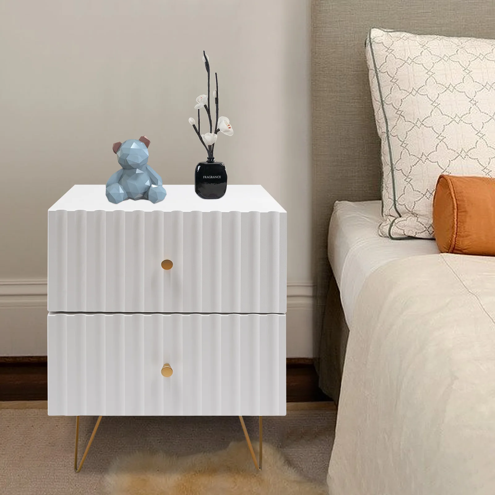 

End Tables for Living Room White Bedroom Home Cabinet Nightstand with Drawer Bedside Table Side Table for Small Place Bed Table