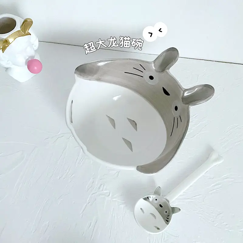 Japanese Creativity Students Cute Cartoon Noodle Bowl Salad Bowls Rice Snack Bowl Ceramic Dishes Plates