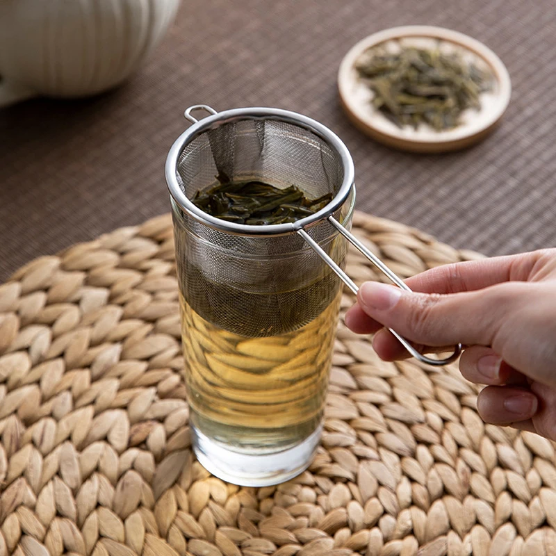 1PC Stainless Steel Tea Infuser Reusable Tea Leak Filter Teapot Strainer Single Ear Shape Coffee Herb Spice Diffuser With Handle tea infuser tea strainer tea filter