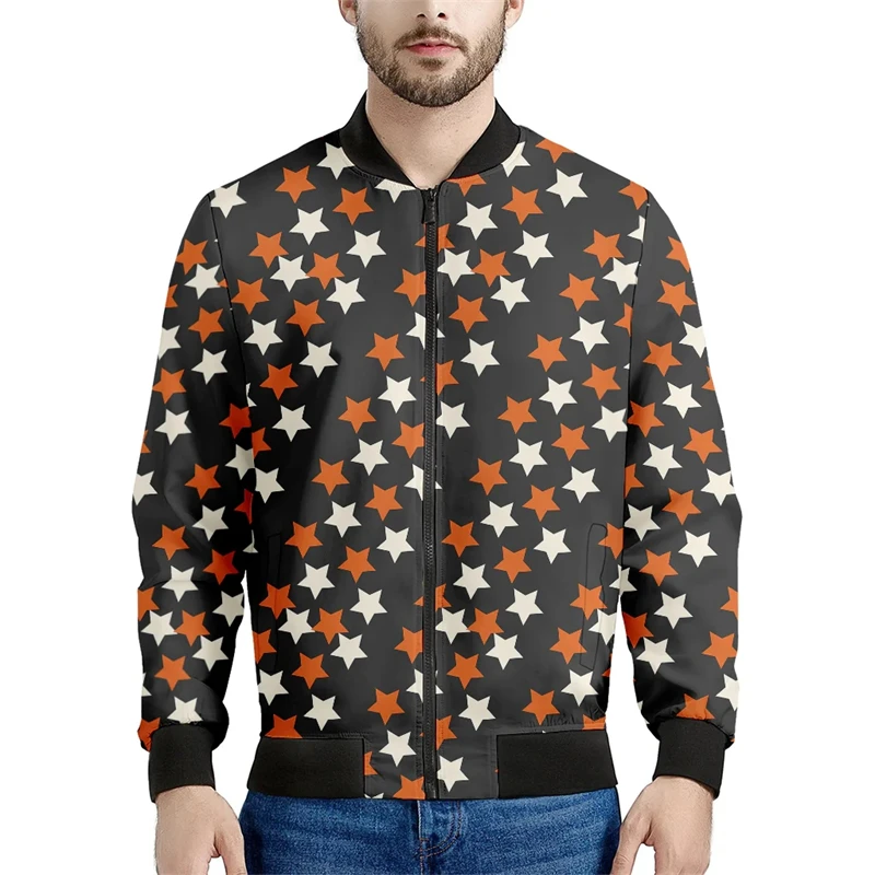 thumbnail image 1 of Chaqueta bomber de primavera y otoño para hombre con estampado 3D de estrella de cinco puntas y cremallera por todas partes, chándal unisex, chaqueta informal con cremallera, ropa 6XL, 1 of 5