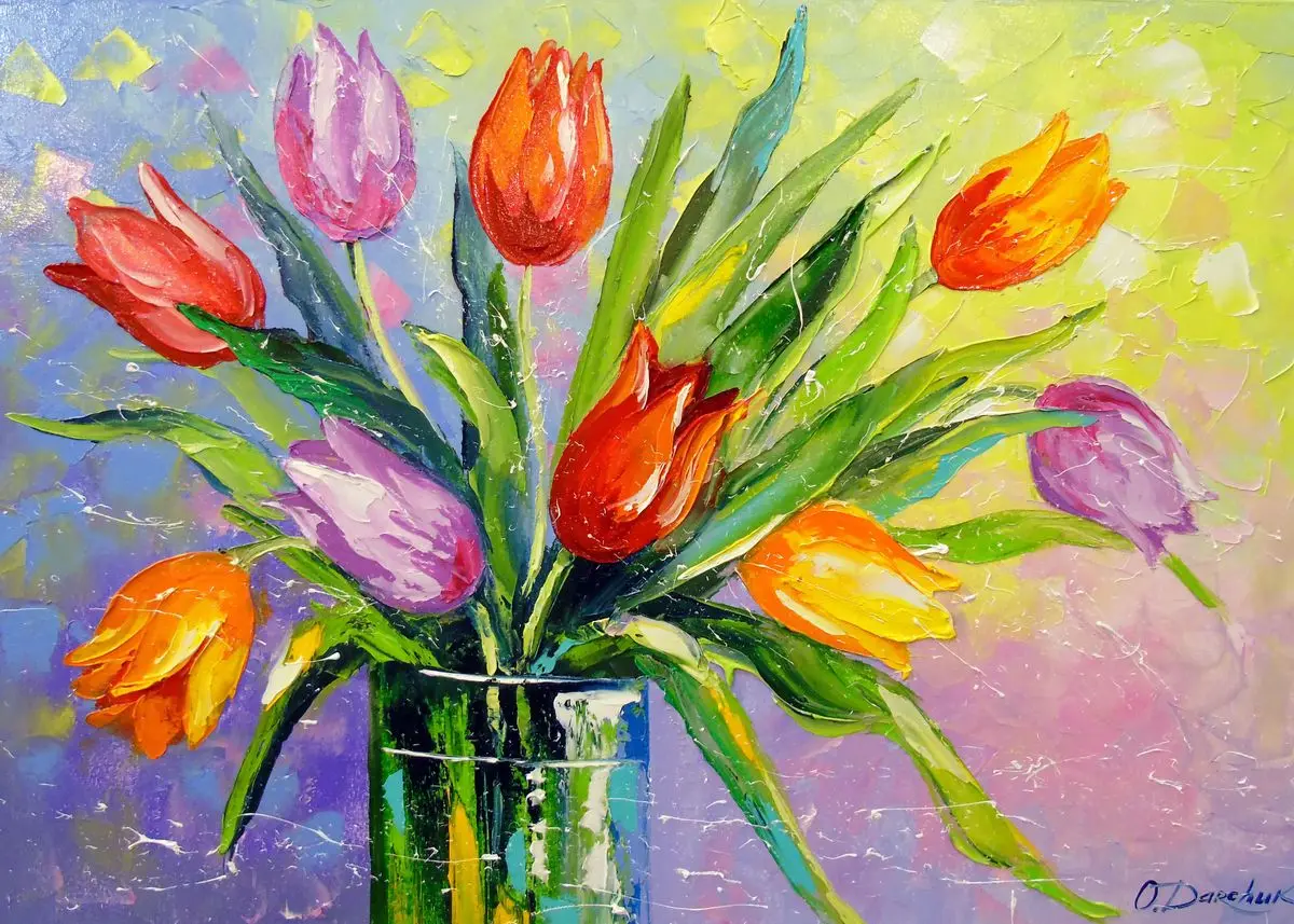 Vibrant Floral Landscape Canvas Art - High-Saturation Wall Décor Poster