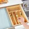 New Kitchen Drawer Cutlery Organizer 5/6 Compartments Bamboo Drawer Box Silverware Tray Durable Kitchen Drawer Organizer Tray 4