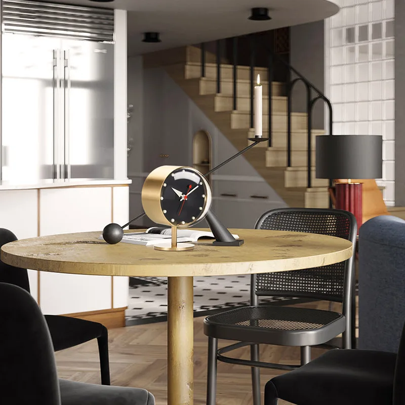 Specialty Table Clocks Retro Decoration Creative Modern Design Brass Quartz Silent Desktop Clock Home Decor Black Gifts table clock digital table clock mini desk clock retro desk clock