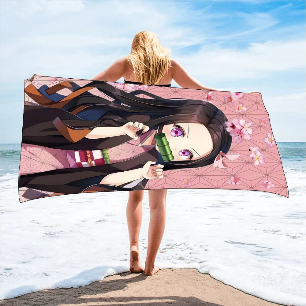 

New Bathing Towels Demon Slayer Nezuko Kamado Printing Anime Home Decor Textile Comfortable Summer Beach Towel Toalhas De Banho