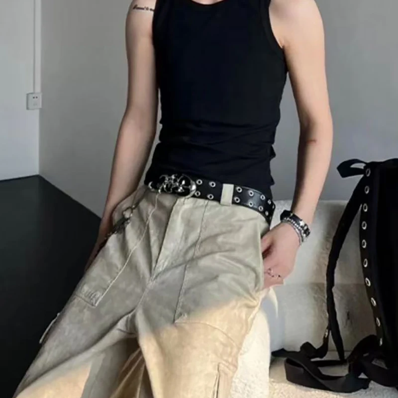 Stylish Y2K Hollow PU Leather Punk