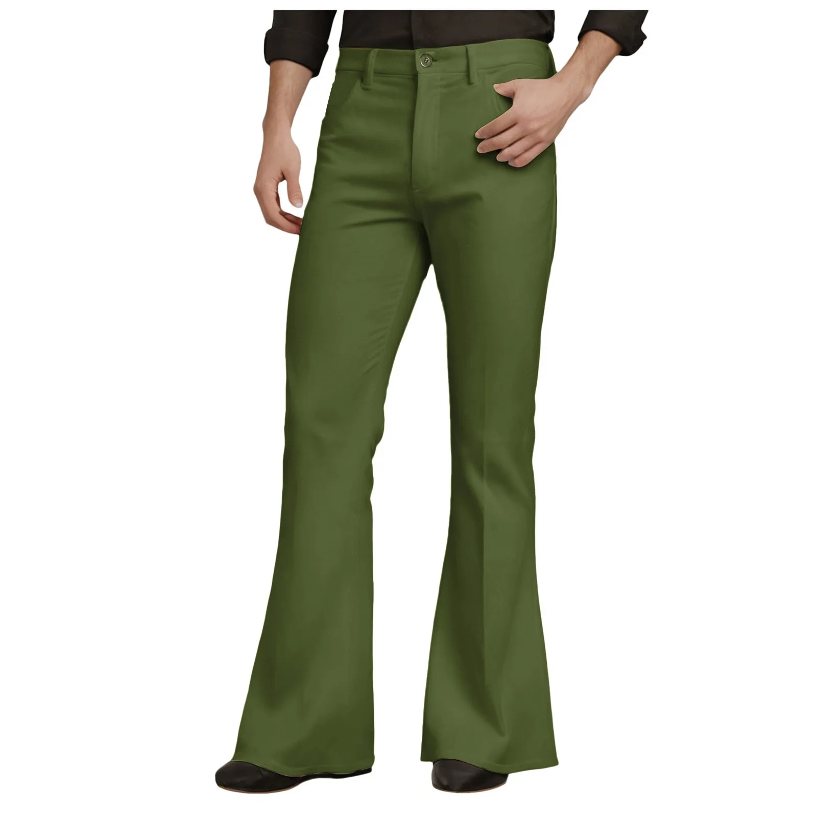 Mens Flare Pants Solid Slim Fit Long Pants Outdoor High Waist Zipper Button Casual Pants Trousers 2024 Autumn High Street Wear 2