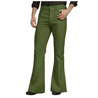 Mens Flare Pants Solid Slim Fit Long Pants Outdoor High Waist Zipper Button Casual Pants Trousers 2024 Autumn High Street Wear 2