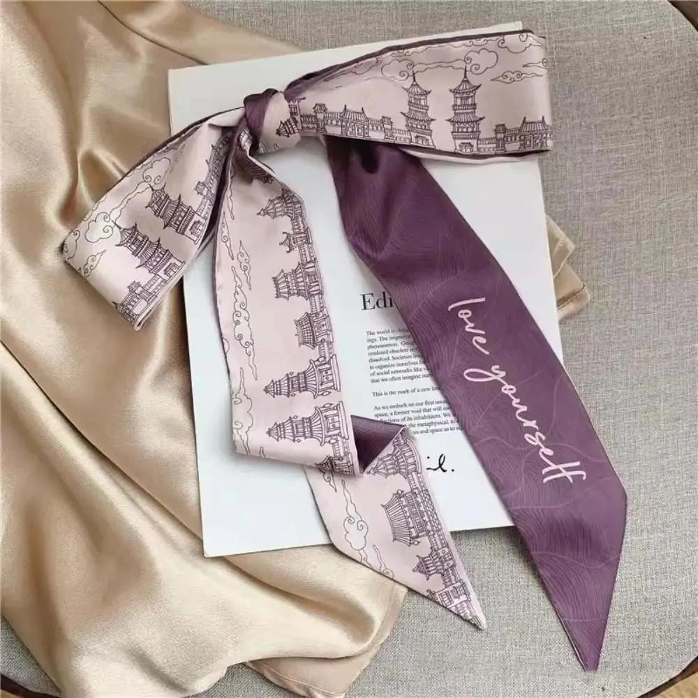 Französisch Schal Schmetterling Krawatte Haar Retro chinesischen Stil Öldruck Haarband Schal Frauen Hals Krawatte Tasche Kopftuch Blumen bänder – Detail 17
