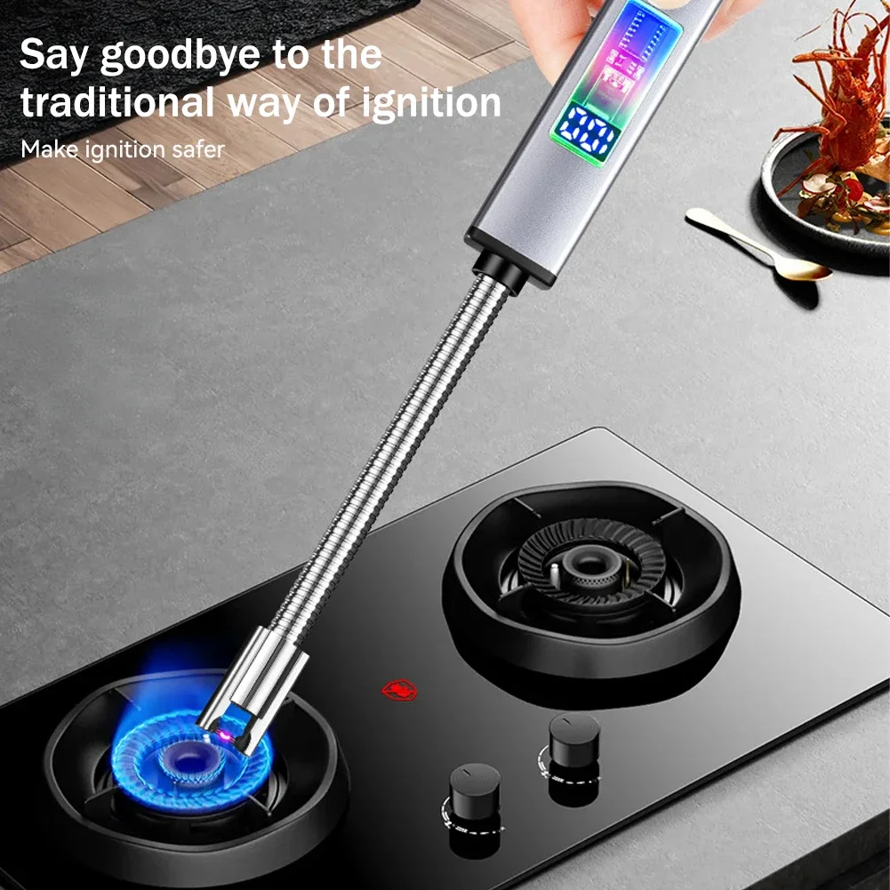 Cigarette Lighter Electric Arc Igniter Outdoor Lighter Kitchen USB Rechargeable Portable Electronic Lighter Safety Lock Ecofriendly for Candles Gas Stoves