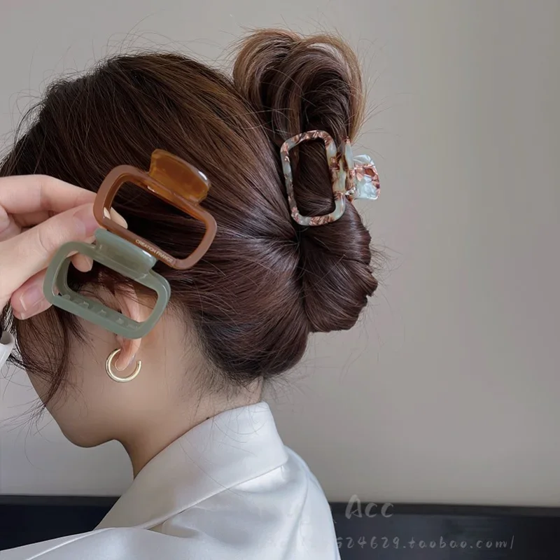 Clip de agarre de acetato ahuecado Retro para niñas, elegante Clip de cola de caballo de cangrejo coreano, accesorios de agarre trenzados, regalos de joyería, nuevo