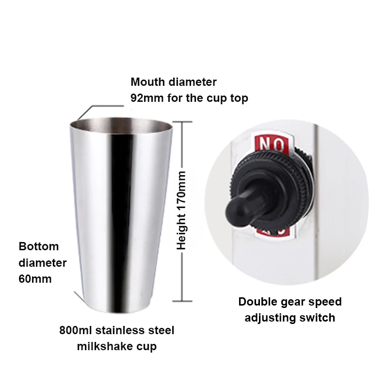 JIQI Milkshake Stirring Machine Electric Milk Foam Shaker Cold/Hot Drink Mixer Blender Stainless Steel Bubble Tea Smoothie Maker 6