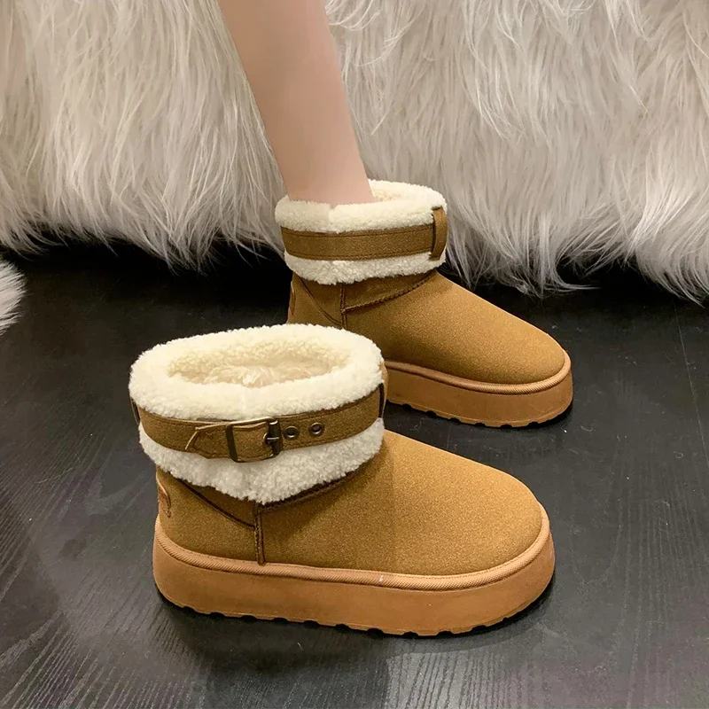 2023 Winter New Shoes for Women Fashion Women's Snow Boots Belt Buckle Comfortable Warm Ankle Boots Women Platform Shoes