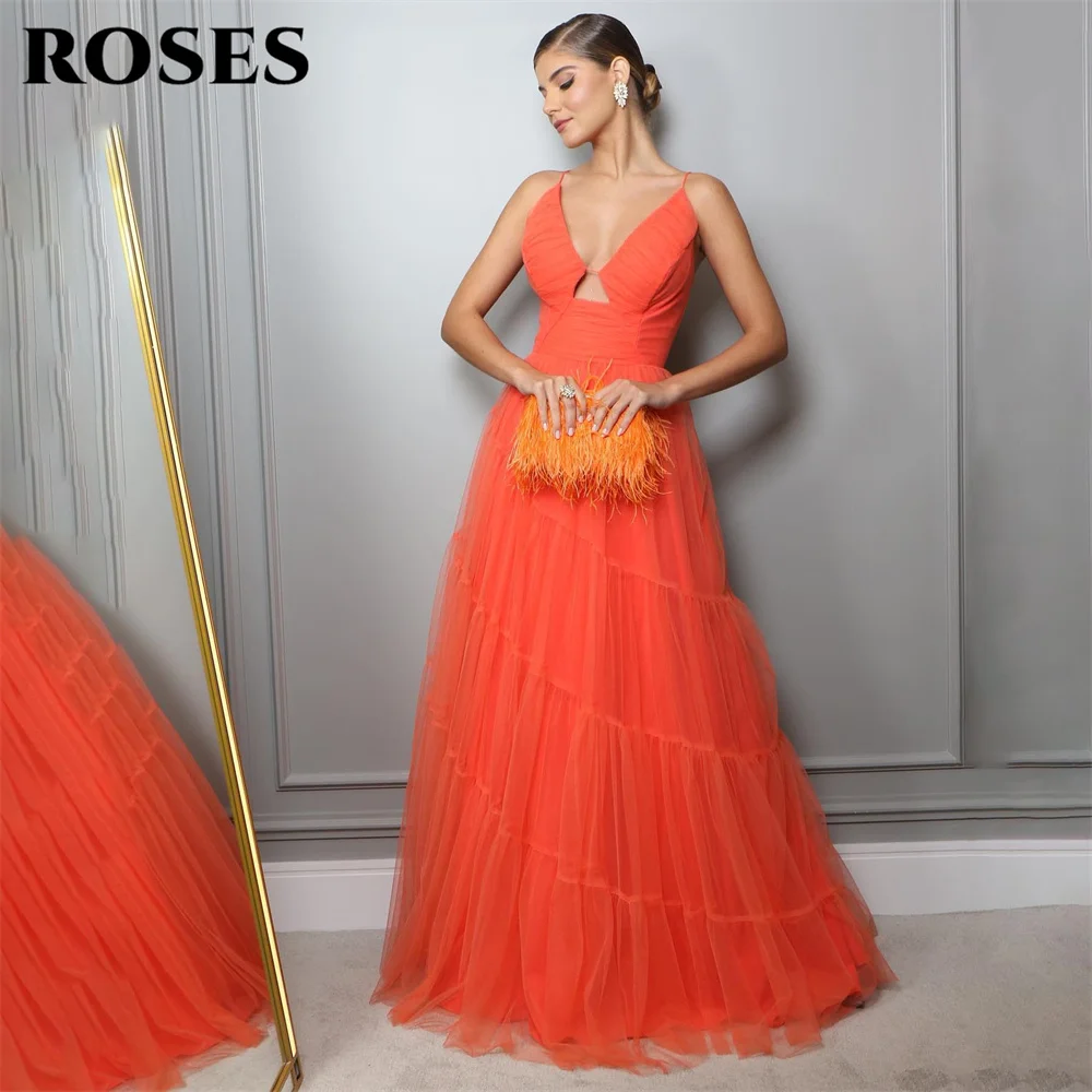 5142 Orange Halterneck Evening Dress