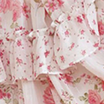 Elegant Sleeveless Floral Print Maxi Dress with Tiered Ruffle Detail and Adjustable Tie-Shoulder Straps for Women 5