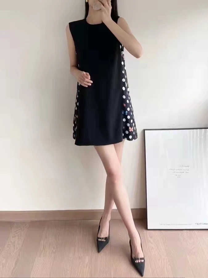 

2023 New fashion high quality beach holiday style patchwork print dress