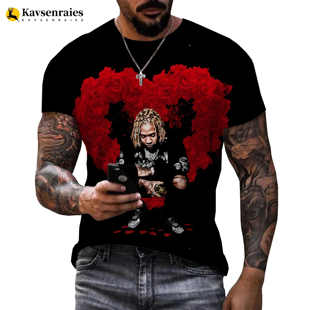 

Футболка Мужская/Женская с 3D-принтом, Спортивная Повседневная рубашка с круглым вырезом, в стиле хип-хоп, Harajuku, Lil Durk, 6XL