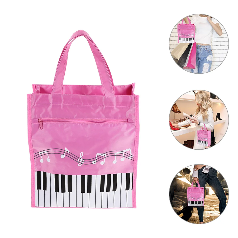 

2 Pcs Musical Note Tote Bag Portable Pouch Symbol Storage Handbag Purse Bags for Girl Non-woven Fabric Book Student