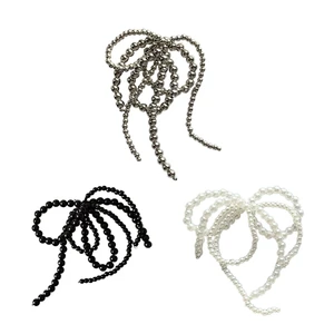 Stylish Bowknot Shoe Buckle Pearl Bows Shaped Shoe Clip DIYs Supplies for Keychain Neckalce Earrings Jewelry Making Tool