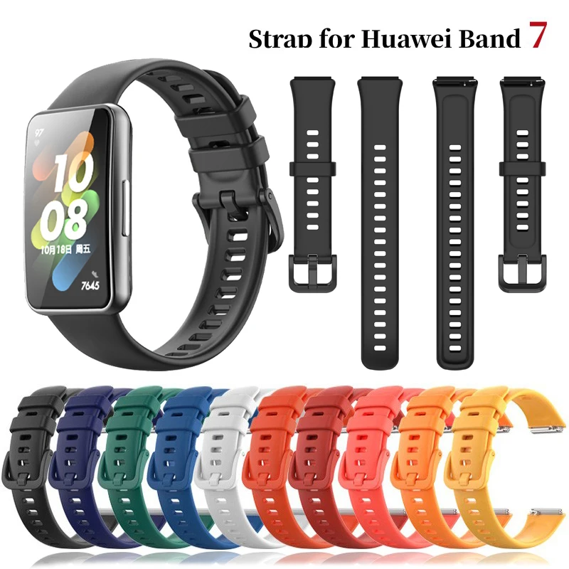 Replacement Strap For Huawei Band 7 Soft Silicone Watchband Smart Watch Accessories Wristband Bracelet For Huawei Band 7 Correa