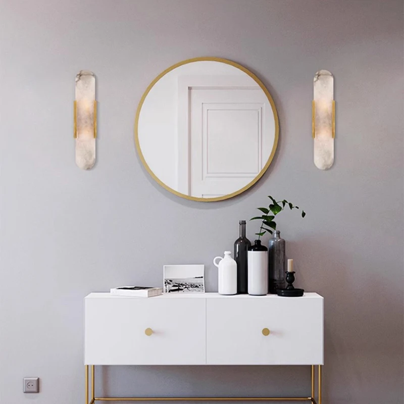 Natural Marble LED Wall Light Good Quality Copper Bedroom Stair Aisle Dinging Room Parlor Sconce Lighting