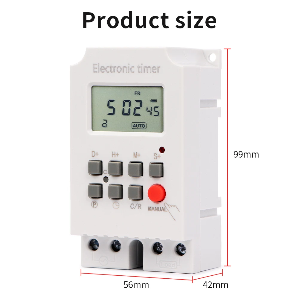 Automatic Digital Timer Switch Relay 220V 25A Electronic Weekly 7Days Minutes second 168 Hours Time Control Programmable Timer 6