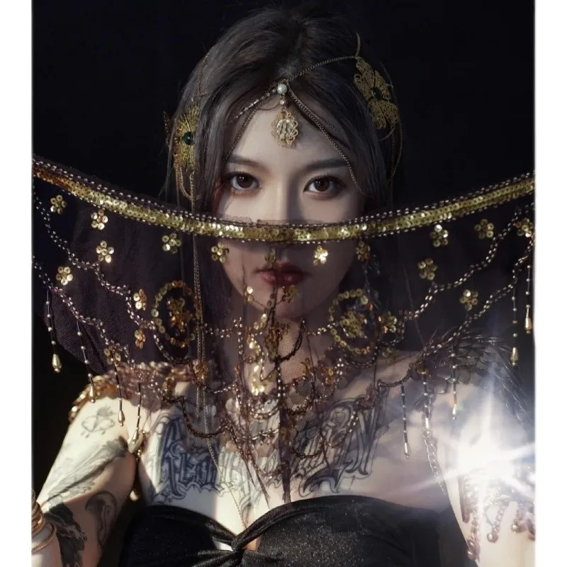 Veil Lace Face Covering Tassel Internet Celebrity Jewelry Ancient Style Hanfu Fairy Headdress jewelry packaging bag inheritance ancient law jewelry storage bag gold bracelet silver bracelet bracelet bracelet bag