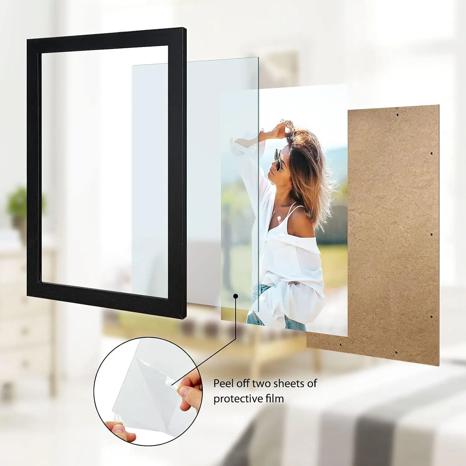 24x36 Solid Wood Poster Frames Black 3 Pack Picture Frame with Wall Mounting Hanging