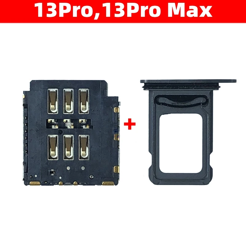 Per Iphone 13 Pro 13Pro Max Dual Sim Card Tray + Sim Card Reader Connector Flex Cable Smartphone Parti Di Ricambio