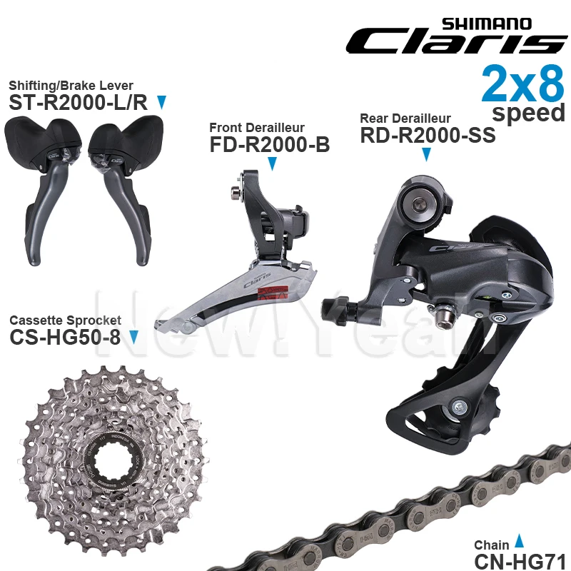 SHIMANO CLARIS R2000 2x8 Speed Groupset ST-R2000 FD-R2000 RD-R2000