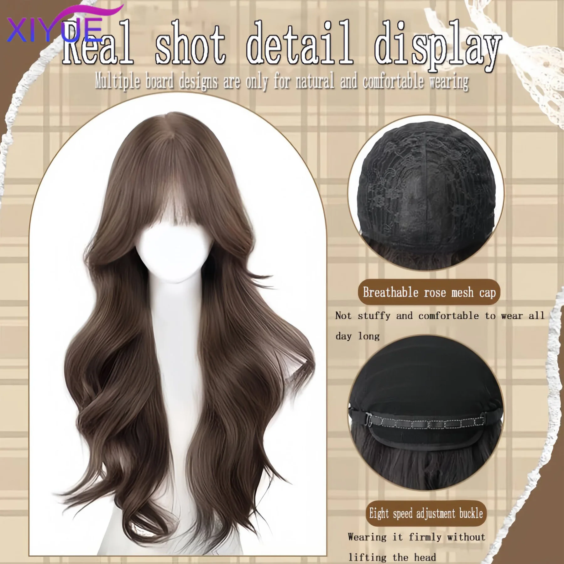 XIYUE Black cool brownOmbre Green layered Long Wavy Synthetic Wig Lolita Cosplay Women Fluffy Heat Resistant Wig for Daily Party