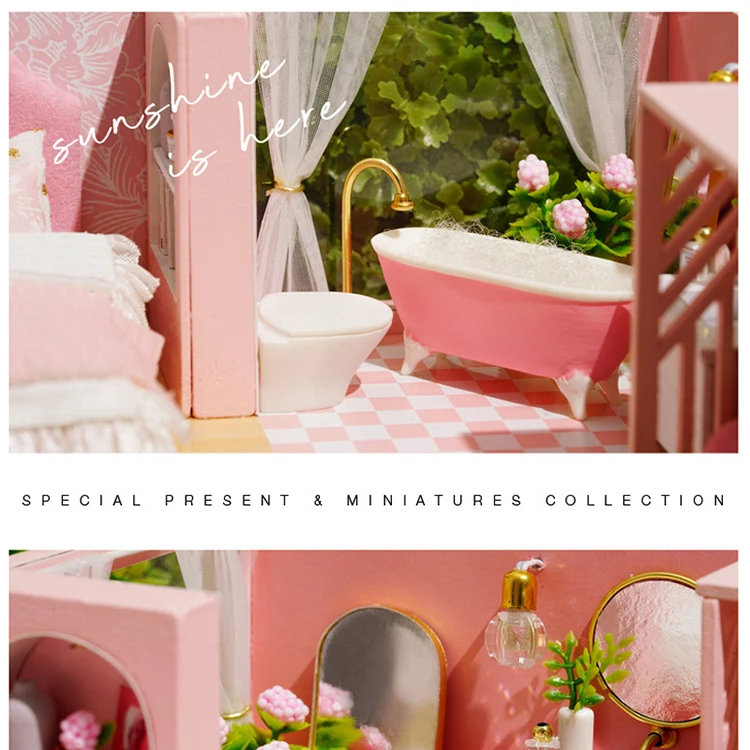 3D Wooden Mini Doll House Assembly Building With Furniture Kit DIY Handmade Duplex Apartment Production Toys Birthday Gifts