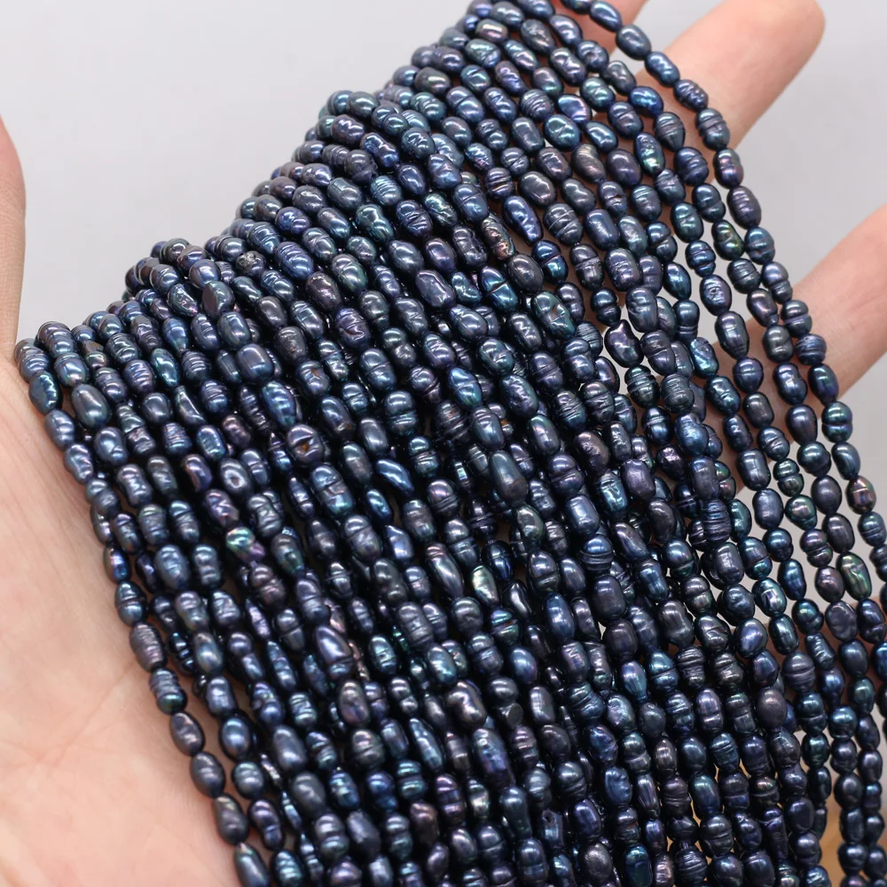 

Natural Freshwater Rice Pearl Black Pearl Loose Beads DIY Women's Bracelet Necklace Jewelry Accessories Gift
