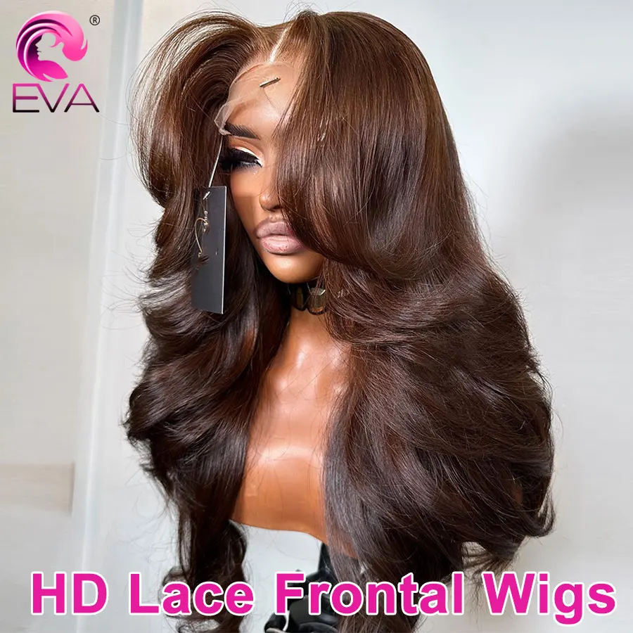 

Eva 13X6 HD Lace Full Frontal Wig Pre Plucked Ultra Fitted HD Lace Front Human Hair Wig Glueless Colored 5x5 HD Lace Closure Wig