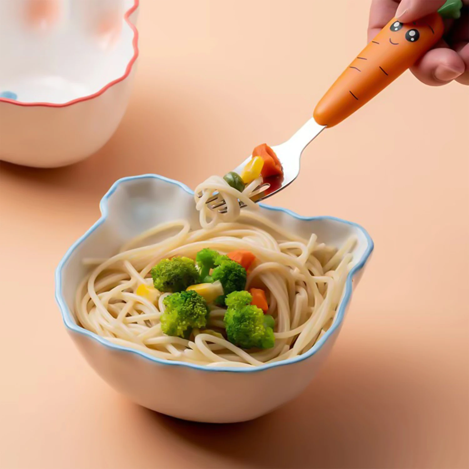 Baby Tableware Set Creative cartoon radish children's cutlery set stainless steel spoon fork plastic handle portable children's tableware