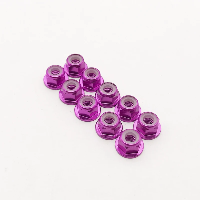 10 stücke M3/M4 Aluminium Legierung Flansch Nylon Einsatz Kontermutter Selbst-locking Mit Anti-skid Gummi ring Für RC Auto Scx10 Traxxas Rad – Detail 14