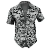 Skull Lapel Men'S Shirts Horror 3d Print Casual Hawaiian Shirts Man Retro Shirt For Man Street Button Short Sleeves Male Clothes 1