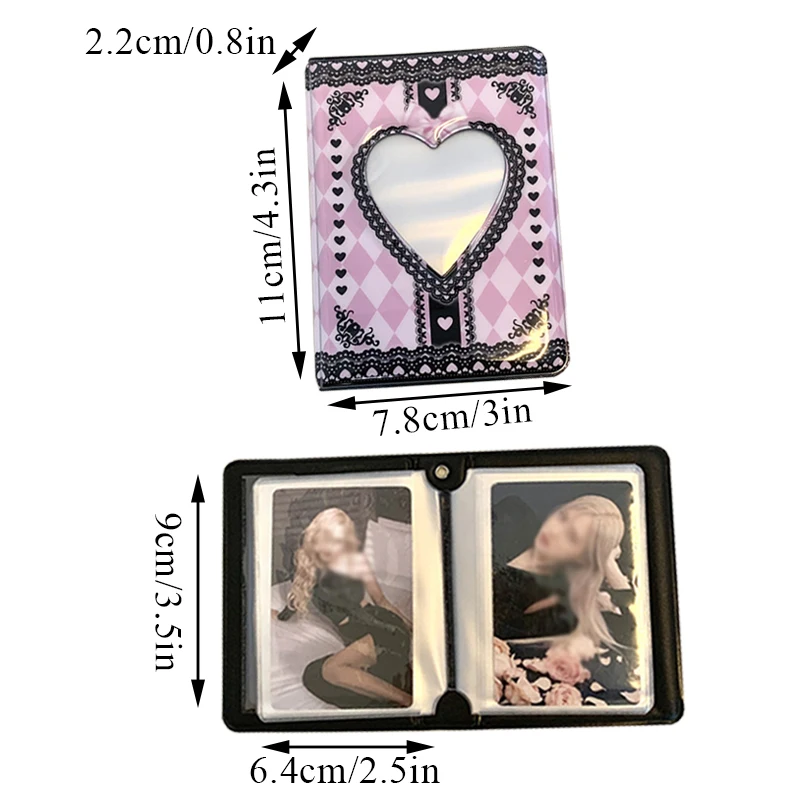 Ins Black Plaid Photo Album 3 pollici Heart Hollow idoli photobars Cards Holder Star Chasing Photos Collect Book 40 tasche