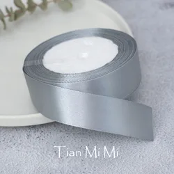 Elegant Satin Ribbon for Crafting and Decorations - Various Widths and 25 Yards per Roll (Grey)