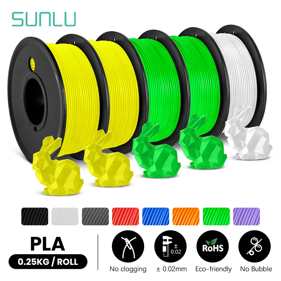 SUNLU 5Rolls PLA Filament 1.75MM Child 3D Pen 0.25KG/Roll Arranged Neatly No Knots No Bubble Eco-Friendly Odorless