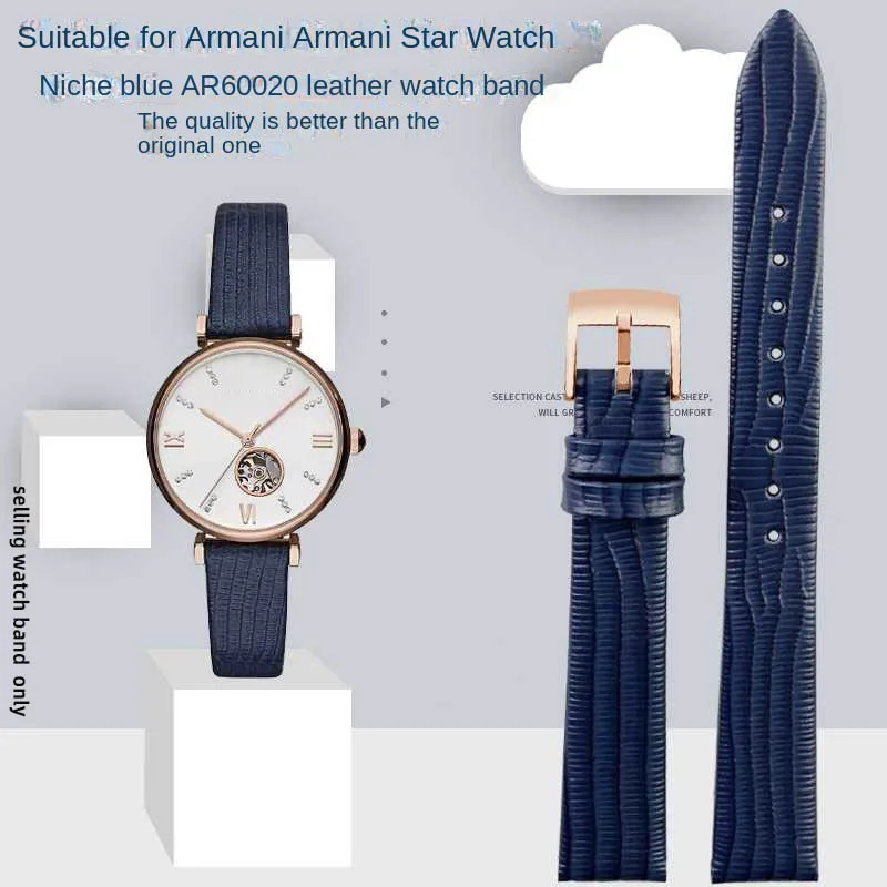 

New style genuine leather watchband For AR1911 AR60020 AR60023 female watch strap blue 14mm wristwatches band