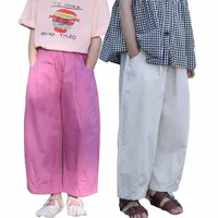 Girls Casual Pants Summer Thin Wide Leg Mosquito Proof Loose Trousers Children Clothing Kids Straight Long Pants 5-14 Years