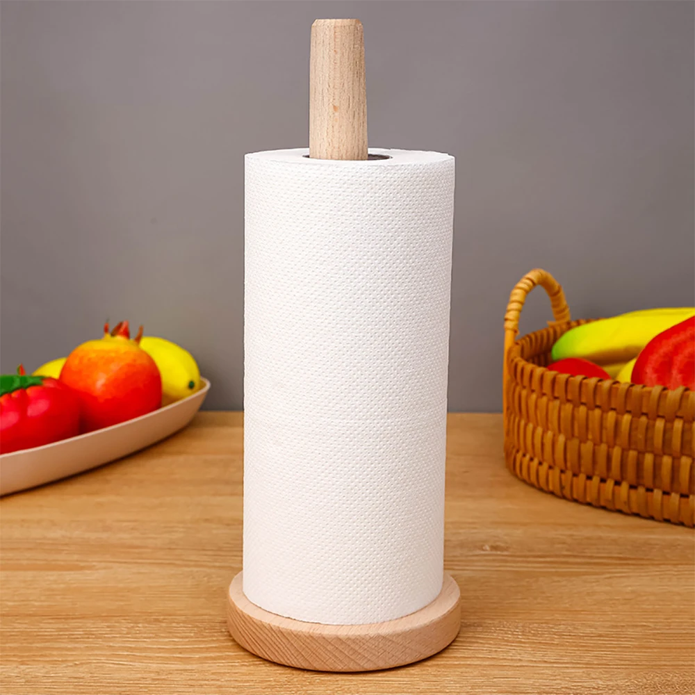 Porta Rotolo Di Carta In Legno Con Piano Ceramica Turchese - Porta Asciugamani Da Appoggio Per Cucina
