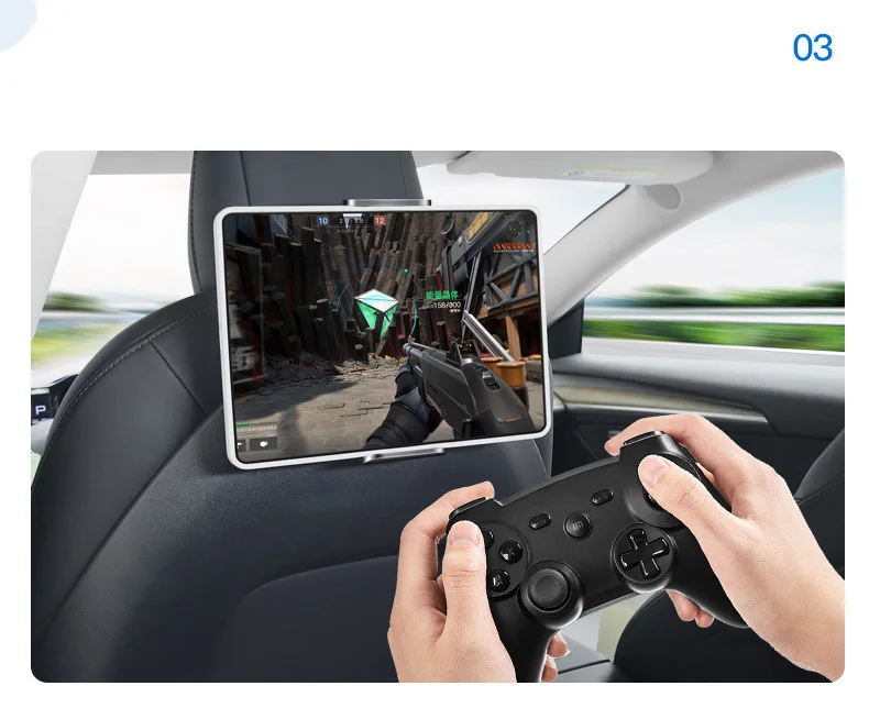Für Tesla Model 3 Model Y Rücksitz-Telefonhalter mit 2 Haken 360 ° Drehbarer Ständer, automatische Kopfstützenhalterung für Tablet-PC, Mobiltelefon – Detail 4