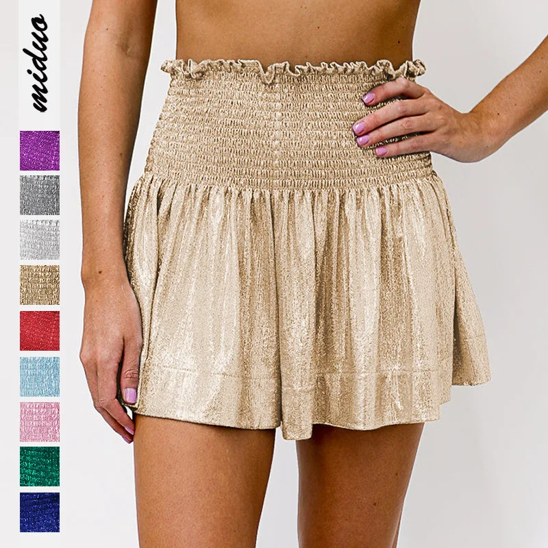 

Summer Women Shorts Beach Short Pocket Ruffles Trouser Loose Casual Swimwear Shorts