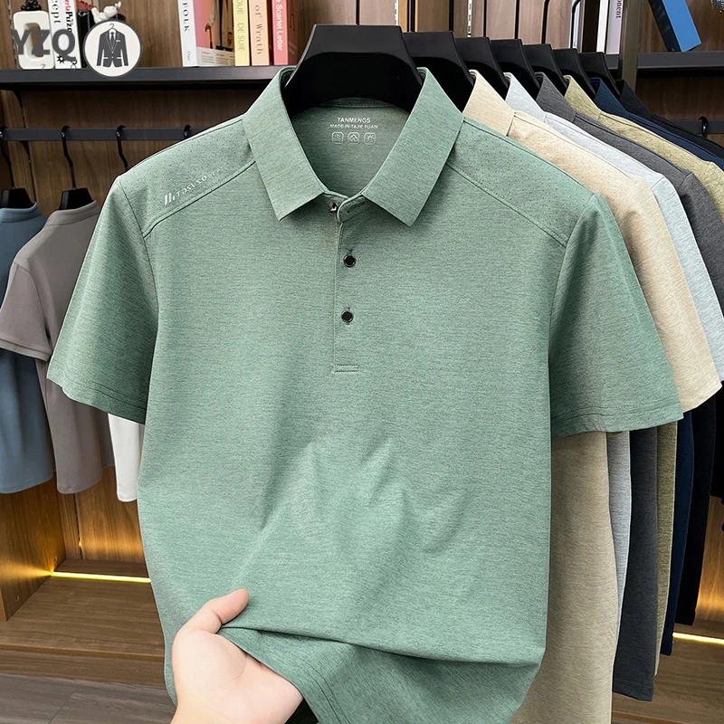 Polo da uomo basic con colletto e bottoni, comoda maglietta per l'uso quotidiano, uscite informali e viaggi nel fine settimana - immagine 5
