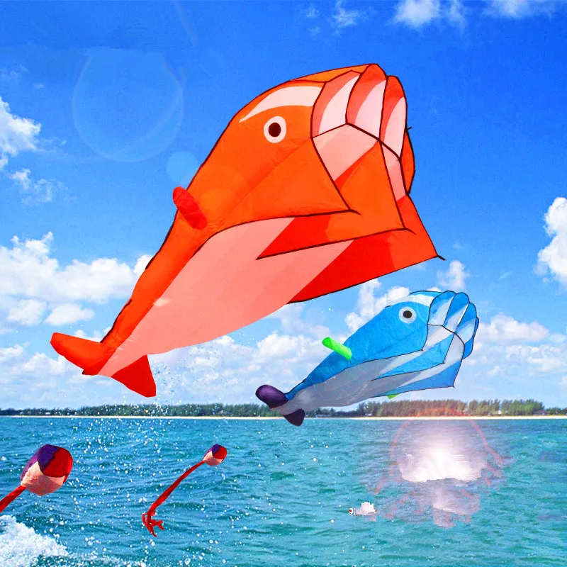 

free shipping large dolphin kite flying soft kites line ripstop nylon outdoor toys octopus kite factory alien inflatable kites