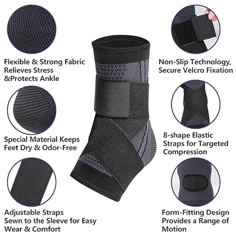 Ankle Support for Sprains Strains Achilles Tendinitis Plantar Fasciitis Running Basketball Soccer Daily Use