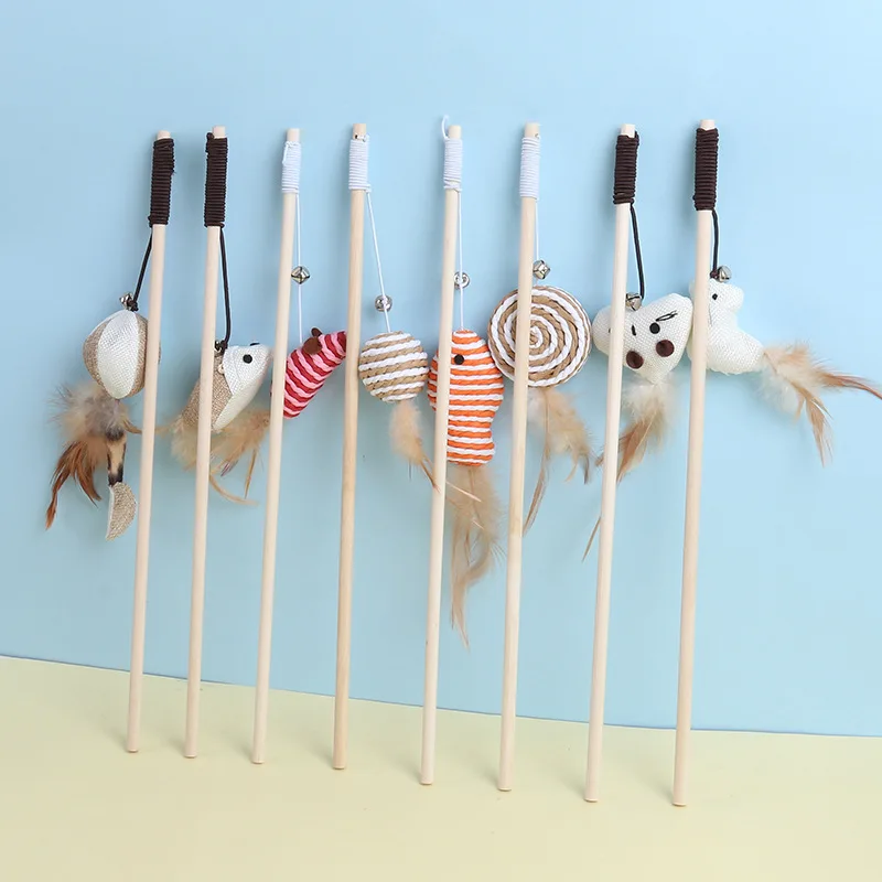 New Mouse Wooden Teasing Cat Rod Cat Toy Pet Supplies Feather Bell Wooden Rod Teasing Cat Stick New Mouse Wooden Teasing Cat Rod Cat Toy Pet Supplies Feather Bell Wooden Rod Teasing Cat Stick