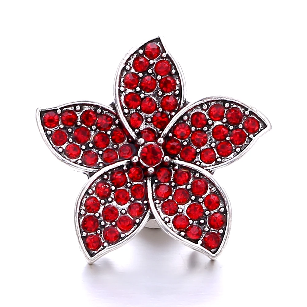 15pcs Snap Button Jewelry DIY Crystal Rhinestone Flower 18mm Metal Snap Buttons Fit Snap Bracelet Bangle